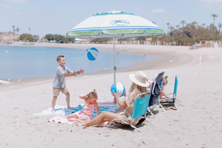 family picnic at the public beach