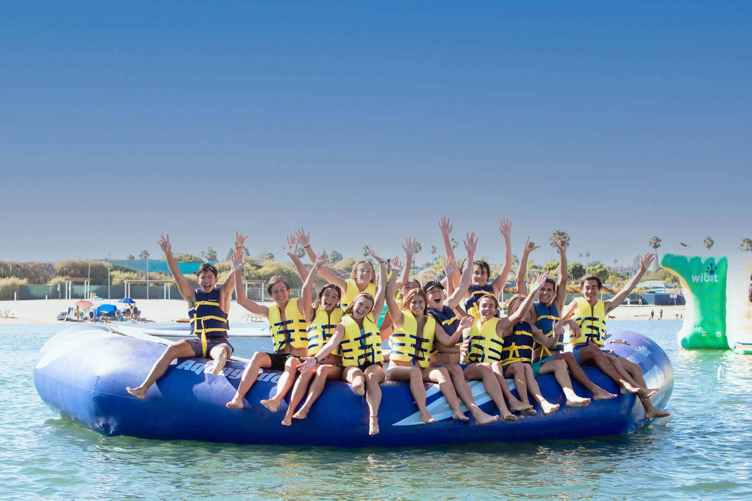 inflatable water park at Newport Dunes