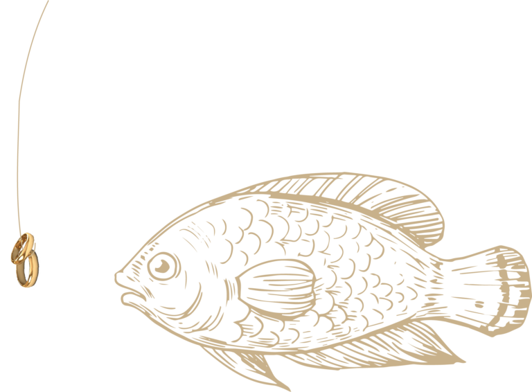 decorative fish after wedding rings