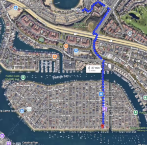 walking route to boat parade from Newport Dunes