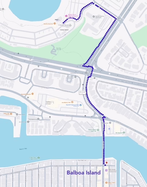 walking route to boat parade from Newport Dunes