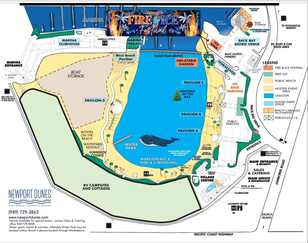 map for fire & ice festival at Newport Dunes
