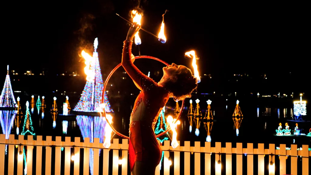 Fire Dancer performs weekends at our Fire & Ice Festival