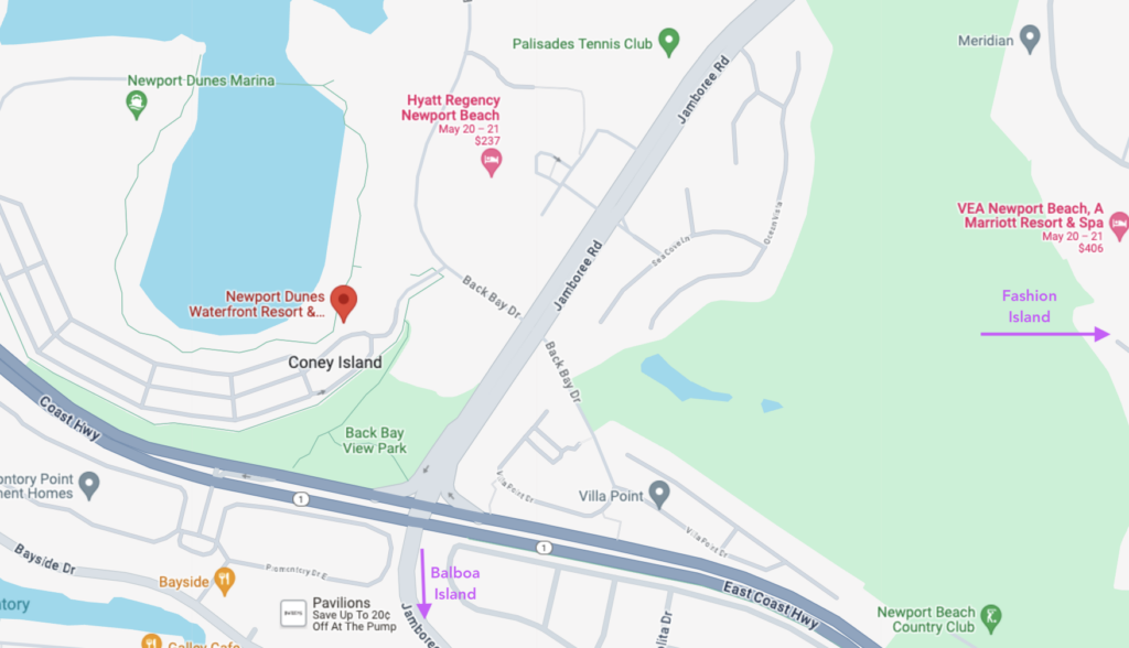 Newport Dunes location Map